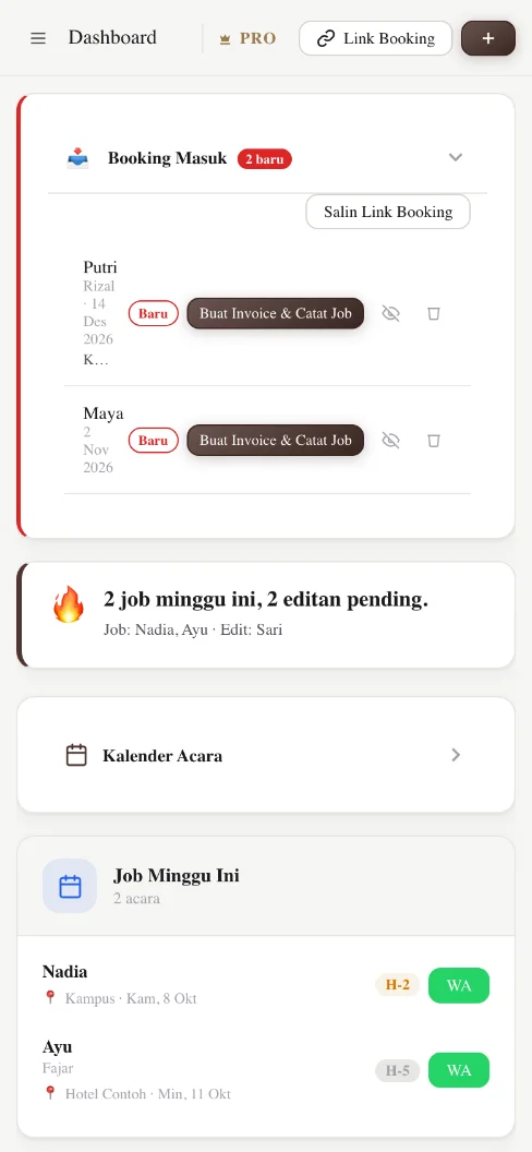 Dashboard Pilihin Job di HP